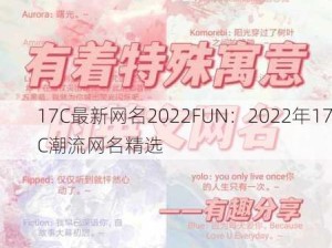 17C最新网名2022FUN：2022年17C潮流网名精选