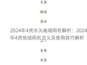 2024年4虎永久地域网名解析：2024年4虎地域网名含义及使用技巧解析